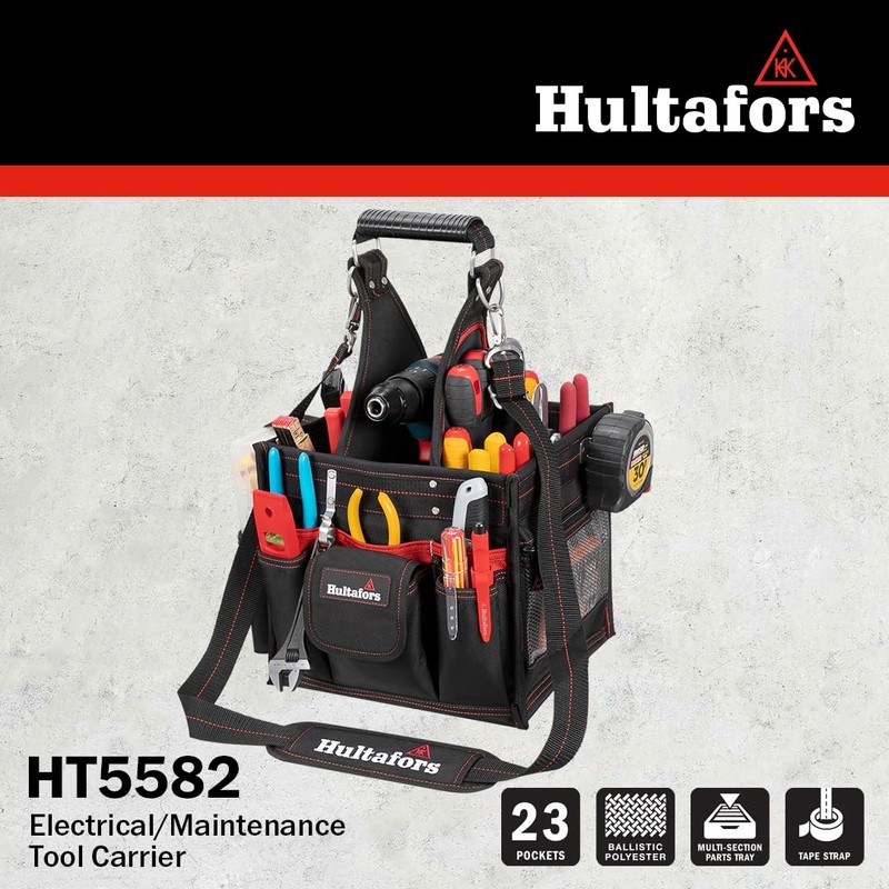 Hultafors Work Gear HT5582 Electrical/Maintenance Tool Carrier, 23 Pockets, Heavy