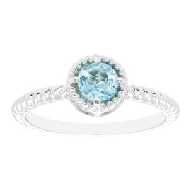 Anillo apilable de plata de ley 925 con piedra natal natural o cultivada en laboratorio, elección de colores y silueta de gemas, Metal Metal Piedra preciosa, Topacio