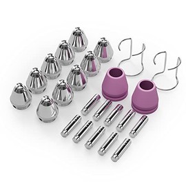 GZ GUOZHI 24PCS SG-55 AG-60 WSD-60 Plasma Cutter Cutting Torch Tip Nozzles Consumables Kit/10 x Electrodes 10 x .045“ Nozzle Tips 2 x Cups 2 x Brackets,Fit GZ GUOZHI CUT55HF and CUT 65HF