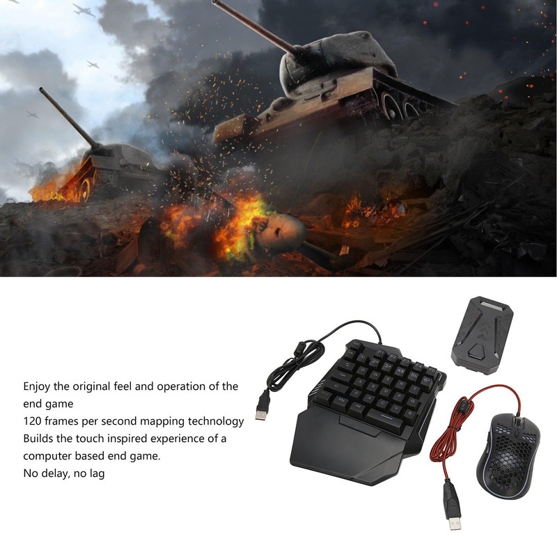 RGB Keyboard and Converter Set, Gaming Keyboard Converter for Android,