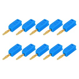 sourcing map 10 Pcs 2mm Banana Plugs, 10A 7mm OD 26.5mm Length Speaker Wire Cable Plugs Connectors, Banana Jack Connector for Speaker Wire Audio Cable, Blue