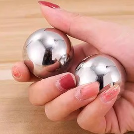 Handball Fitness Set, Stainless Steel Chinese Health Balls for Strength, Stress Relief, Joint Health Exercise, Smoothly Rolling, Compact and Portable, 3.5cm Diameter, 1 Pair