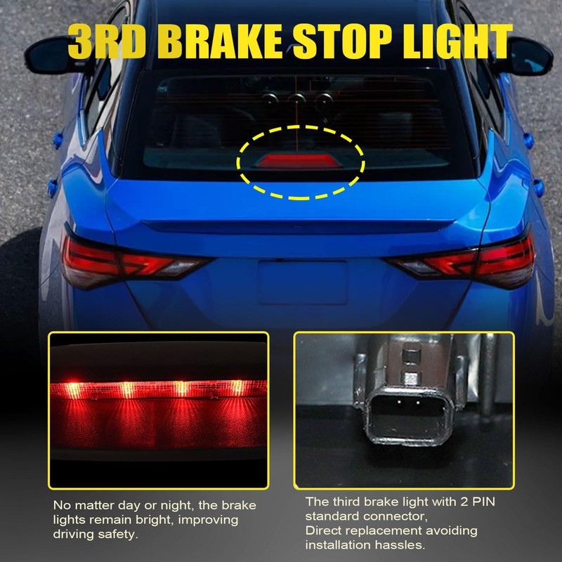 SecosAutoparts 3rd Third Brake Light, High Light Brake Tail Lamp