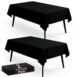 GFCC 2 Pack Black Tablecloth - 60x120 Inch Rectangle Black Polyester Tablecloth Satin and Wrinkle Resistant Table Cloth Cover for Wedding Party Dining Table Decorations