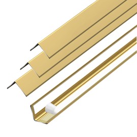 Awvob Golden Wall Corner Protector, 4Pcs, Length 35.4in, Width 0.79in - Self Adhesive Metal Corner Protector for Aluminum Trim molding, Cabinet Edge Guard, Easy to Install