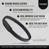 LUXAR Men’s Genuine Leather Bracelets | Interwoven Black Leather Bracelets