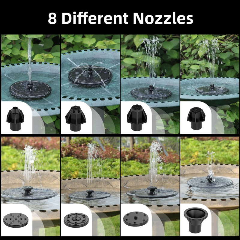 AMIAEDU Solar Fountain, Powered Water 4W Pump for Bird Bath