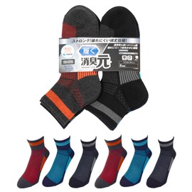 Shoshugen Men's Work Socks Antibacterial, Deodorizing, Deodorizing, Deodorizing, Ankle length black *2 / orange charcoal *2 / navy blue *2