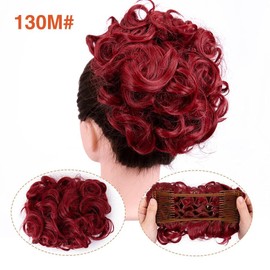 Curly Combs Clip In Hair Bun Extensions Easy Stretch Chignon Hairpiece Large (130M#)