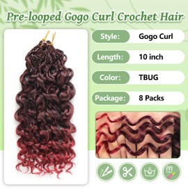 Himolin 8 Paquetes De Trenzas De Ganchillo Gogo Curl Pre-Enrolladas, Estilo Diosa De Las Olas Del Océano, Cabello Sintético Rizado Con Ondas Al Agua Para Mujeres Negras (Tbug, 30 Cm (Paquete De 8))