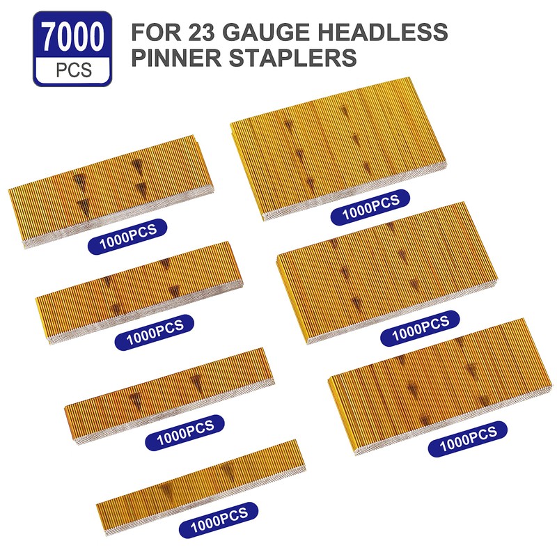 HAMWOO 23 Gauge Pin Nails, Headless Pinner Nails, Assorted 3/8