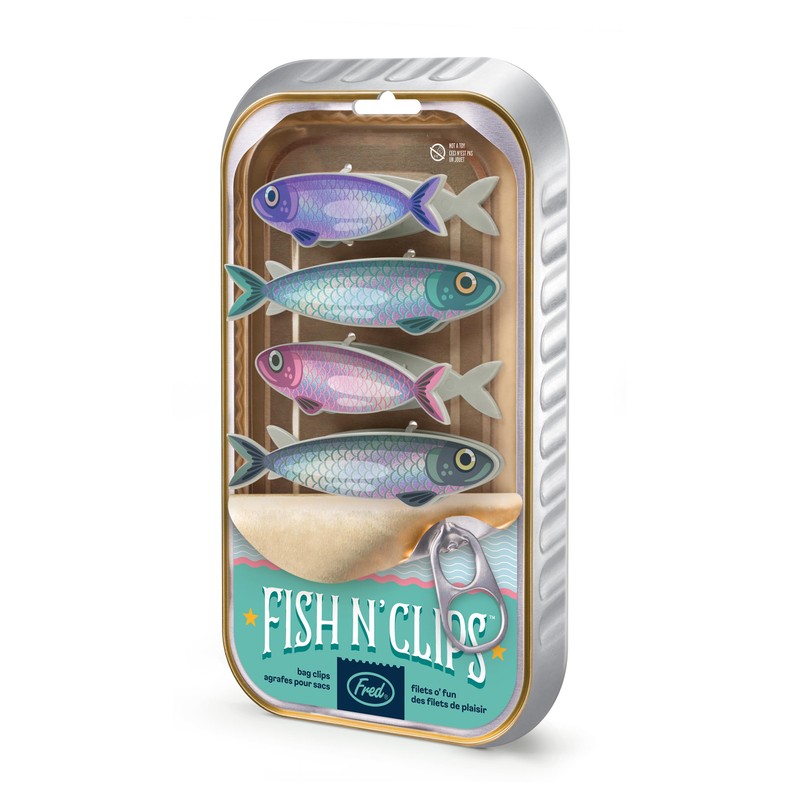 Genuine Fred FISH 'N CLIPS Sardine Bag Clips, Set of