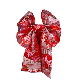 CAMDOM Womens Japanese Kimono Obi Belt Pre Tied Bow Jacquard Long Tailed Belt Sash Yukata Robe Accessories