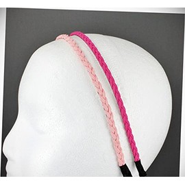 Perfect Hairstyle with Our Hair Accessories - Pink Fuchsia 2 Headband Braid Faux Suede Leather Braided Hair Band Skinny Narrow Fashionable Hair Accessory Hair Jewelry Accessories for Lady Women