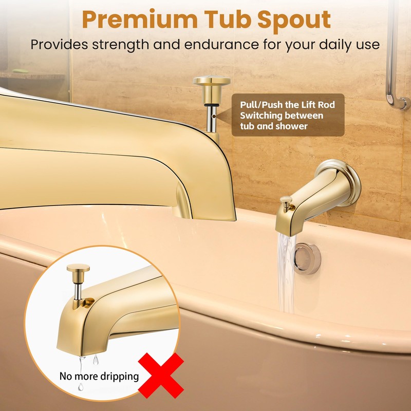 Dreyoo Tub Spout (Universal Fits 1/2" Copper Pipe, 1/2" IPS