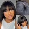 ISEE HAIR Bob Straight Wig with Bangs Human Hair Glueless