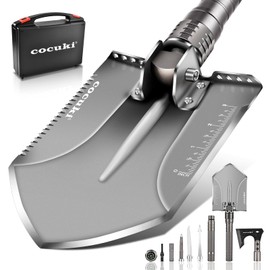 CoCuKi Outdoor Folding Camping Shovel Multitool Gear with High-Carbon Steel Adjustable Equipment for Men Outdoor Camping Hiking Surviving Emergency