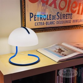 Lotus Atelier Glass Mid Century Modern Table Lamp Bauhaus Style Mushroom Lamp | Aesthetic Lighting for Bedroom Home Decor | Mid Century Modern Lamp | Living Room Decor & Bedroom Decor (Blue)