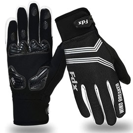 FDX Fahrradhandschuhe, geschlossene Fingerhandschuhe zum Radfahren, Winddicht, mit Gel gepolstert, Touchscreen-kompatibel Weiß,L