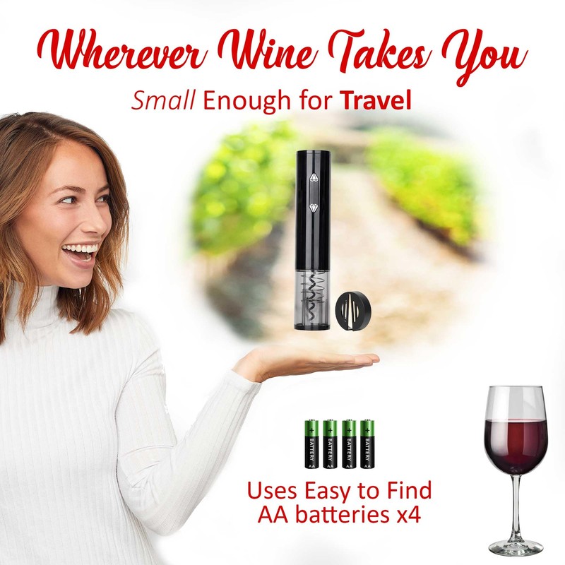 BRENTWOOD WA-2004BK Portable Wine Bottle Opener with Foil Cutter