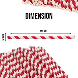 EXPECTRO Paper Straws 150 Pack Paper Drinking Straws Bio Degradable Drinking Paper Straws Wedding Party, Party Straws, Restaurant, Juice Drinking Straws (150pcs White Red Stripes)