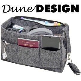 DuneDesign Handbag Organiser Felt Bag Insert Inner Pocket Grey, Grey L