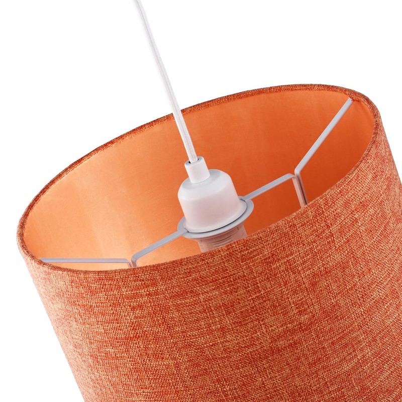 Contemporary and Sleek 12 Inch Rustic Orange Linen Fabric Drum