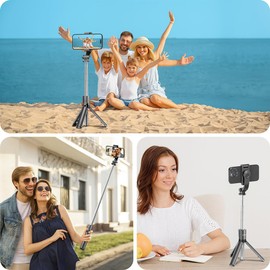 Somikon Selfie Stick: Mini 2-in-1 Smartphone Tripod & Selfie Stick, BT Remote Shutter Release 24-67 cm (Smartphone Tripod with Bluetooth, Tripod Camera)