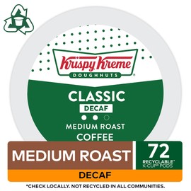 Krispy Kreme Classic Decaf, Single-Serve Keurig K-Cup Pods, Medium Roast Coffee Pods, 12 Count (Pack of 6)