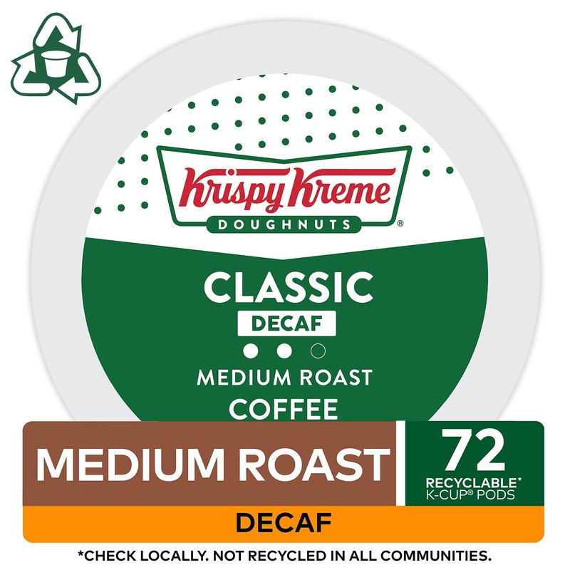 Krispy Kreme Classic Decaf, Single-Serve Keurig K-Cup Pods, Medium Roast