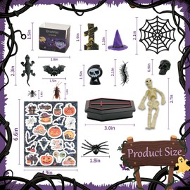 61 piezas de cifras de resina para Halloween, pequeños animales para ocultar calabaza, fantasma, calavera en miniatura, fiesta a granel, jardín, decoración de casa de muñecas, adornos de paisaje de