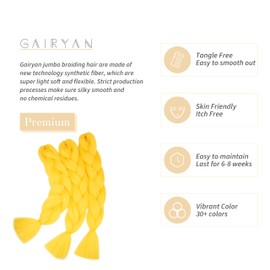 Gairyan Braiding Hair Extensions Ombre Jumbo Braids Synthetic Hair 5packs 24 inches 500g Coloured Hair for Braiding Extensions Box Braids Crochet Twist, Yellow