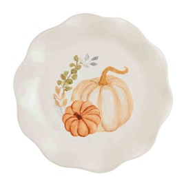 Mud Pie Plato de ensalada de Acción de Gracias, doble calabaza, 8 pulgadas de diámetro