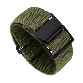 BINLUN Nylon Watch Strap Elastic Navy Diver Fabric Nylon Straps Fabric Military Replacement Strap Watch Hook Clasp with Black/Silver Women and Men 13 Colours 18/20/22 mm, Military Green-B, Military