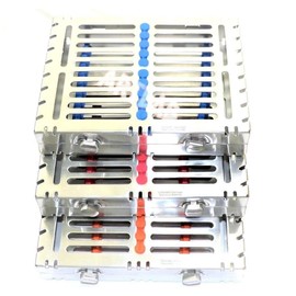 3 Detachable Dental Autoclave Sterilization Cassettes Rack Box for 10 Instrument Red Orange/Blue Cynamed