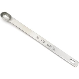1/8 Teaspoon Stainless Steel Single Measuring Spoon - Measuring Spoons - Teaspoon Measure, and Easy Read Measuring Spoons - 0.63 ml Capacity - Compact mini Stainless Steel Long Handle