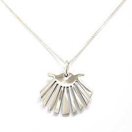 Sterling Silver Scallop Pendant, Silver, No Gemstone