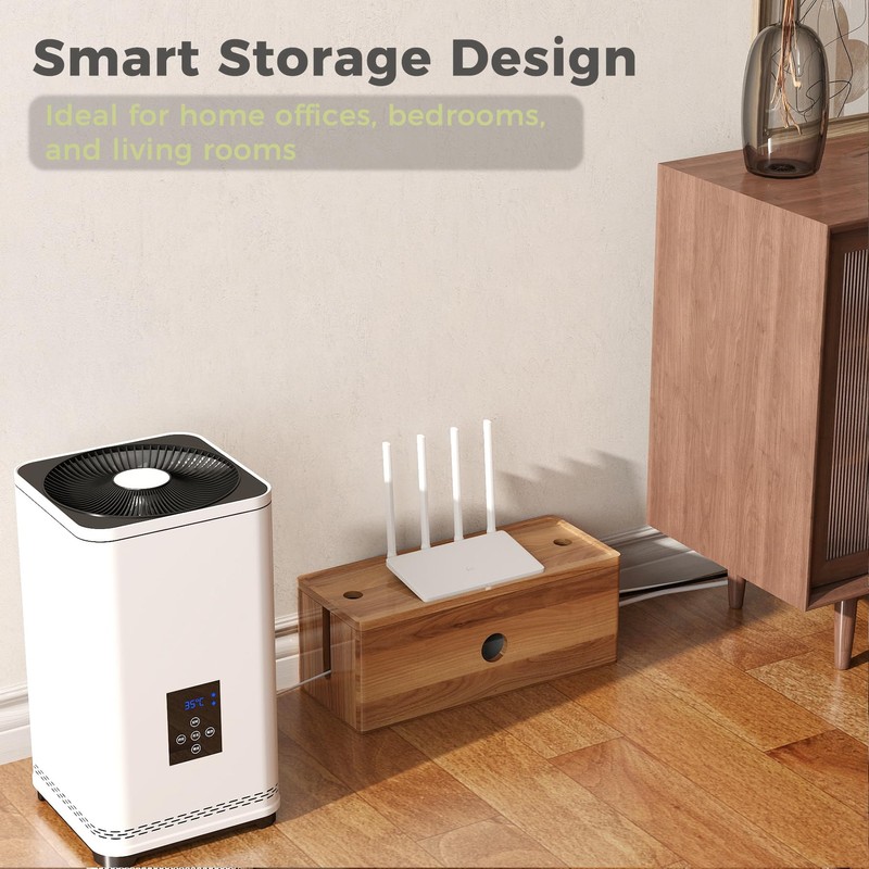 Acacia Wood Cord Organizer, Large Cable Management Solution, for Power
