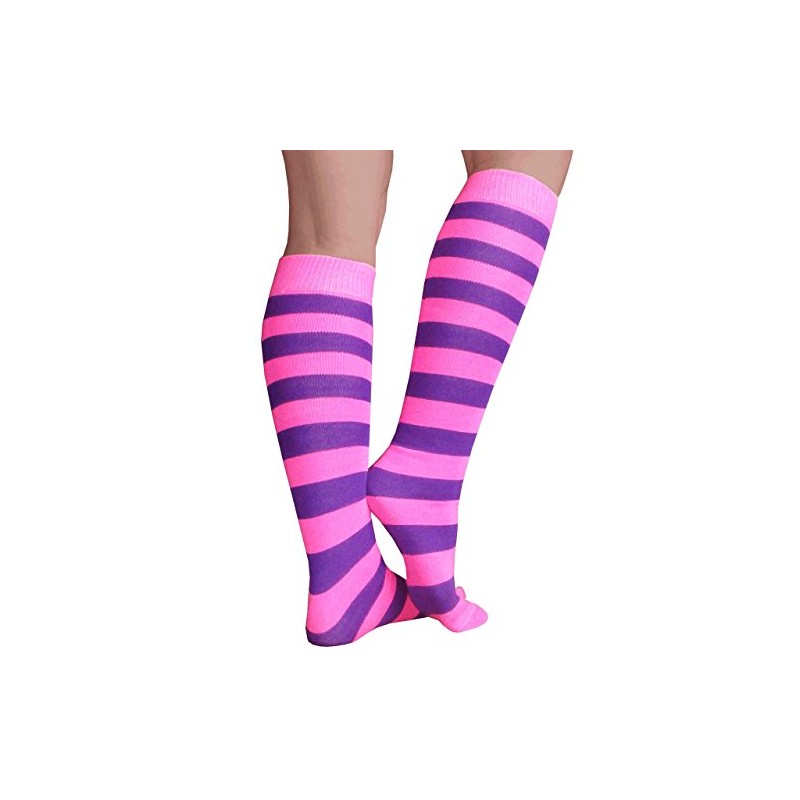 Chrissy's Socks Women's Striped Knee High Socks 7-11 Pink/Purple