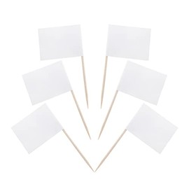 100 Pieces Blank Toothpick Flags Cheese Markers Food Labels for Party Buffet Cheese Labels for Charcuterie Board Cocktail Picks for Appetizers (White)