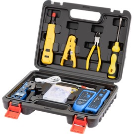 Gaobige Network Tool kit, Cat6 Cat5e Cat5 Crimping Tool RJ45 Crimp Tool kit, Pass Through rj45 Crimper, Wire Tracker, 110/88 Punchdown Tool, Cat6 Pass Through Connectors