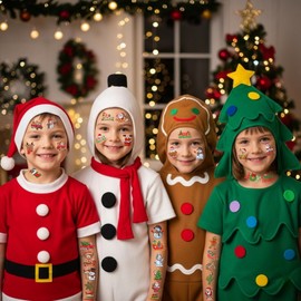 Christmas Temporary Tattoos | Christmas Decorations Party Favors Accessories Goodie Bags Stocking Stuffers Stickers Xmas Santa Claus Reindeer Snowman Gift Idea For Kids Boy Girl Teen Adult-60Pcs