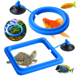 Cobee Fish Feeder Ring, 2 Pieces Aquarium Fish Feeder Fish Tank Feeder Circle Tank Accessories for Guppy Bettas Goldfish Turtle (Blue)