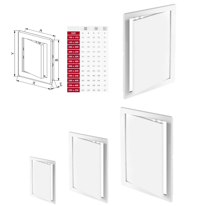 White Access Panel, 150 mm x 200 mm Revision Door,