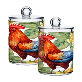 Zhirexin Sunflower Rooster 2PC Airtight Transparent Plastic Storage Jar, Food Storage Container Glass, Can Store Candy, Salt, Coffee Beans, With lid, Easy To Use