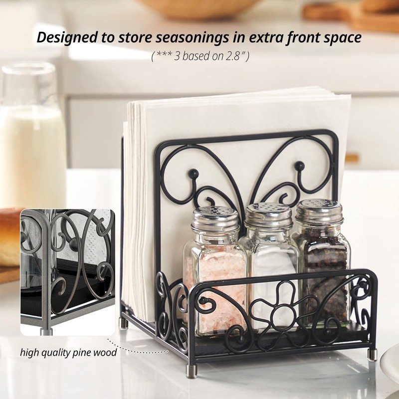 LEVIMETREE Napkin Holder – Metal Napkin Storage with Salt and