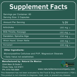 Natural de Mexico Uric Acid Cleanse and Detox Daily Cleanse and Uric Acid Support for Adults 60 Capsules with Artichioke Milk Thistle Harpago Dandelion and More
