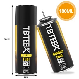 TBTeek Butane Fuel Refill, 180ml High Grade Butane Refill, Butane Fuel Canister for Universal Lighter, Torch Lighter, Kitchen Torch, Butane Torch (3 Can)