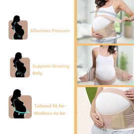 Peifly Pregnancy Belly Band for Support - Maternity Belt for Pregnant Women, Adjustable Pregnancy Support Belt, Comfortable for Relief, Plus Size Belly Band for Pregnancy (1, Beige, X-Large)