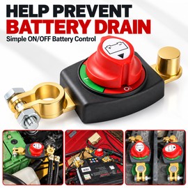 12V–48V Battery Disconnect Switch – Top Post Negative Terminal Battery Kill Switch for Car, Truck, RV & Boat